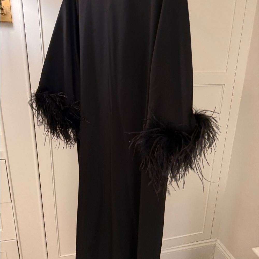 Tuckernuck Black Dress with Feather Trim - Picture 3 of 5
